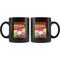 Vintage grandma shark doo doo doo, mother's day black gift coffee mug