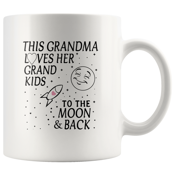 This grandma loves her grandkids to the moon and back white coffee mug