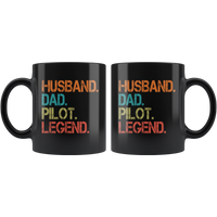 Vintage Husband Dad Pilot Legend Father’s Day Gift Black Coffee Mug