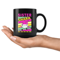 Vintage sister shark doo doo doo black gift coffee mug