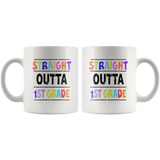 Straight outta 1st grade back to school white coffee mug