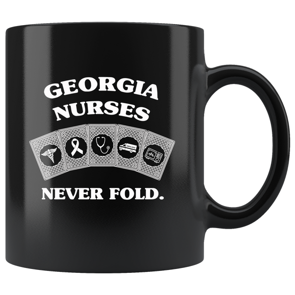 Georgia Nurses Never Fold Play Cards Black Coffee Mug