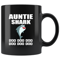 Auntie shark doo doo doo aunt shark funny black gift coffee mugs