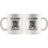 U.S. Veteran I Walked The Walk Combat Boots White Coffee Mug