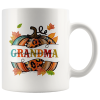 Personalized Halloween Gift For Grandma From Grandkids Custom Name Pumpkin Halloween Gift Nana Mimi White Coffee Mug