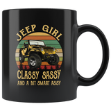 Jeep girl classy sassy and a bit smart assy vintage retro gift black coffee mug