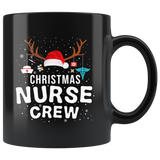 Christmas nurse crew Hat Santa claus Reindeer gift funny black coffee mug