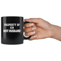 Property of my hot husband black coffee mug