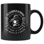 December Woman The Soul Of A Witch The Fire Lioness The Heart Hippie The Mouth Sailor black coffee mugs