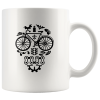 Bicycle Cycling Sugar Skull White Coffee Mug