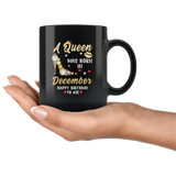 A Queen was born in December, cute birthday black gift coffee mug