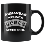 Arkansas Nurses Never Fold Play Cards Black Coffee Mug