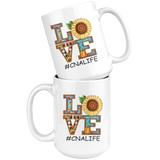 CNA Life Love Autumn Sunflower Halloween Graphic Gift White Coffee Mug