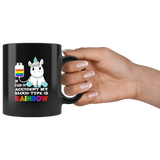 In Case Of Accident My Blood Type Is Rainbow Unicorn Black Coffee Mug