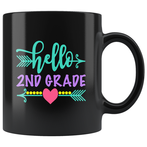 Hello second 2nd grade first day back to school black coffee mug