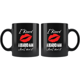 I kissed a bearded man and I liked it lip black coffee mug