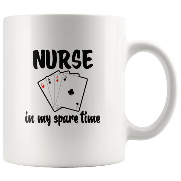 Nurse plays card in my spare time white coffee mug