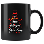 I Love Being A Grandma Snow Man Christmas Xmas Black Coffee Mug