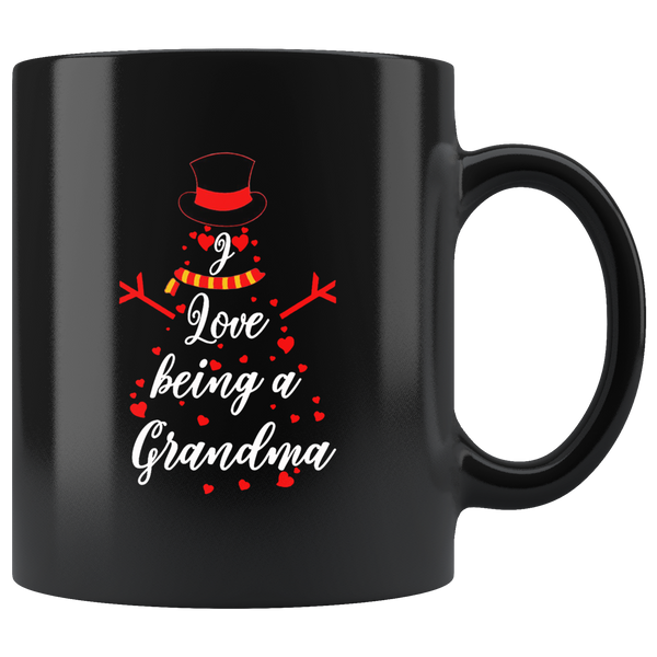 I Love Being A Grandma Snow Man Christmas Xmas Black Coffee Mug