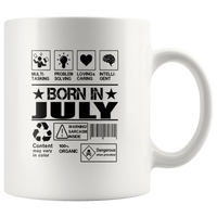 Born in July Multi-Tasking Problem Solving Loving Caring Intelligent Birthday Gift White Coffee Mug