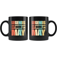 Legends are born in may vintage birthday gift black coffee mug