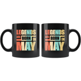 Legends are born in may vintage birthday gift black coffee mug