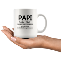 Papi Another Term of Grandfather Just Much Cooler, Funny Grandpa Dad Fathers Day Gift White Coffee Mug
