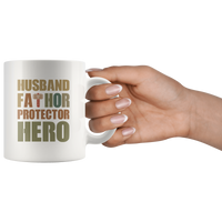 Husband fathor protector hero dad father's gift white coffee mug