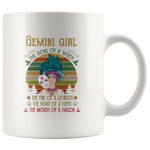 Gemini girl the soul of a witch fire lioness heart hippie mouth sailor vintage gift white  coffee mug