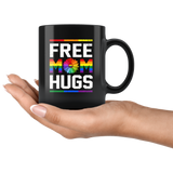 LGBT Free Mom Hugs Colorful Sunflower Rainbow Pride Black Coffee Mug