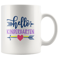 Hello kindergarten first day back to school white coffee mugs