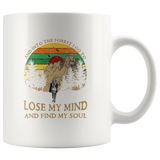 Hiking camping and into the forest i go to lose my mind and find my soul women vintage coffee mugs