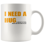 I need a huge amount of beer and motorcycles white gift coffee mug