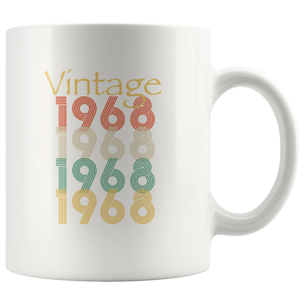 Vintage 1968, happy birthday white gift coffee mug