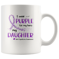 I Wear Purple For My Hero My Daughter Rett Syndrome Awareness White Coffee Mug