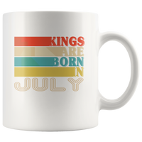 Kings are born in July vintage, birthday white gift coffee mug