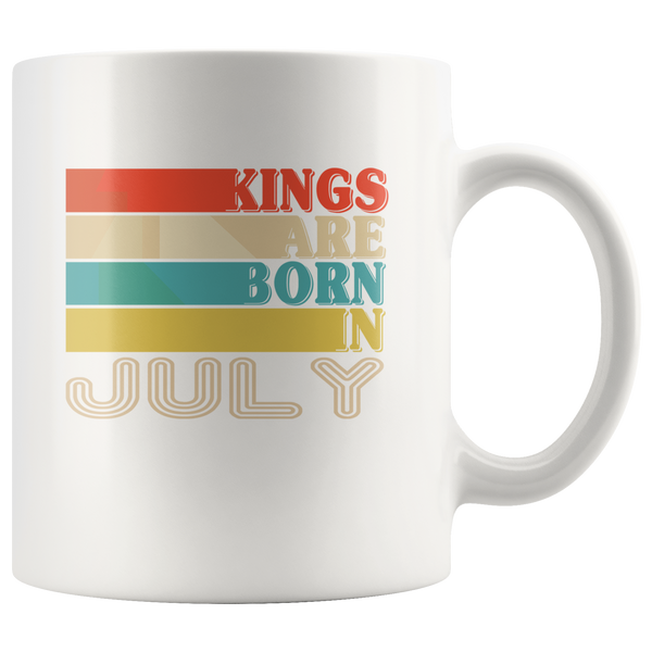 Kings are born in July vintage, birthday white gift coffee mug