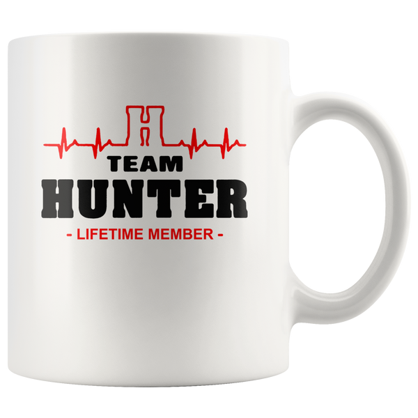 Heartbeat H team hunter lifetime member white gift coffee mug