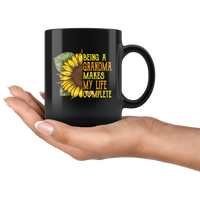 Being A Grandma Makes My Life Complete Sunflower Black Coffee Mug