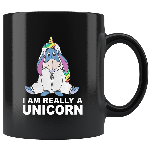 I am really a unicorn black coffee mug