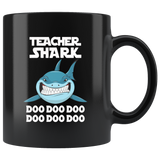 Teacher shark doo doo doo gift, black coffee mug