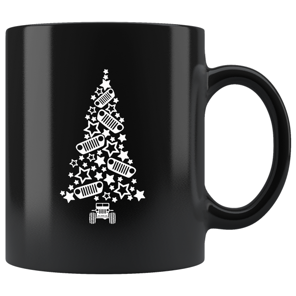 Jeep Christmas Tree Xmas Jeep Lover Black Coffee Mug