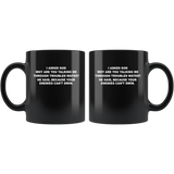 I asked god why talking me through troubled water, enemies can't swim black coffee mug