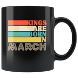 Kings are born in March vintage, birthday black gift coffee mug