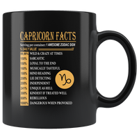 Capricorn facts serving per container 1 awesome zodiac sign black coffee mug