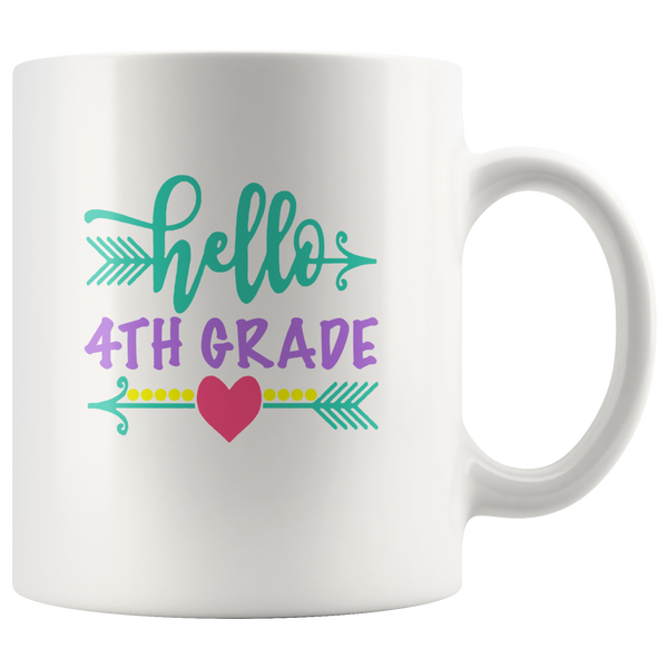 Hello fourth 4th grade first day back to school white coffee mug