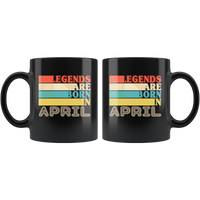 Legends are born in April vintage, birthday black gift coffee mug