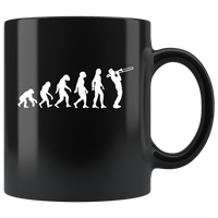 The theory of evolution trombone black coffee mug