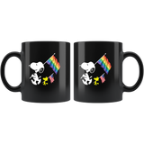 Snoopy LGBT america flag rainbow gay pride black coffee mug