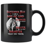 September Man I Am Son Of God Stronger Than You Believe Braver Smarter Birthday Gift Black Coffee Mug
